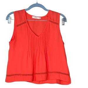 Eloise Women’s Orange Polyester Crepe Sleeveless Blouse Small EUC